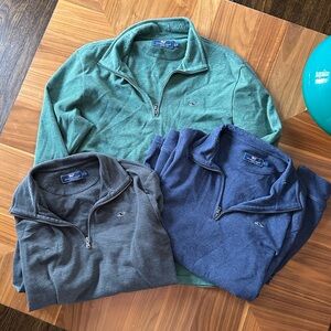 3 Vineyard Vines Saltwater Quarter Zips Pullovers Large L